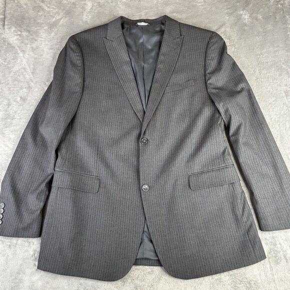 Caravelli Suit Jacket Mens 44 Long Grey Harry C 2B Slim Fit Pinstripe Blazer - Picture 2 of 15